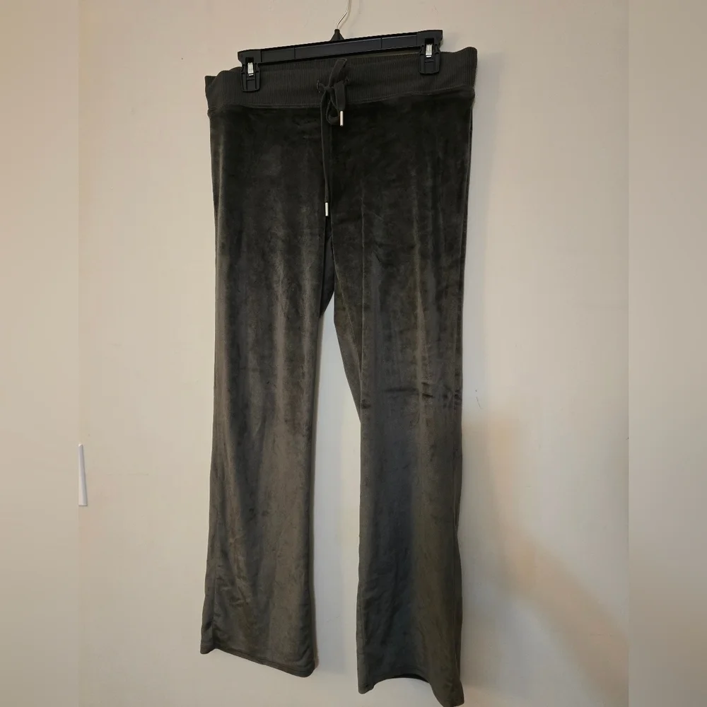 Aerie Grey Velvet Drawstring Flare Lounge Pants